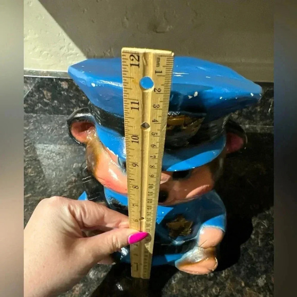 VINTAGE Ceramic Police Bear Coin Piggy Bank 60’s 70’s Collectible Nursery Decor - Picture 12 of 16